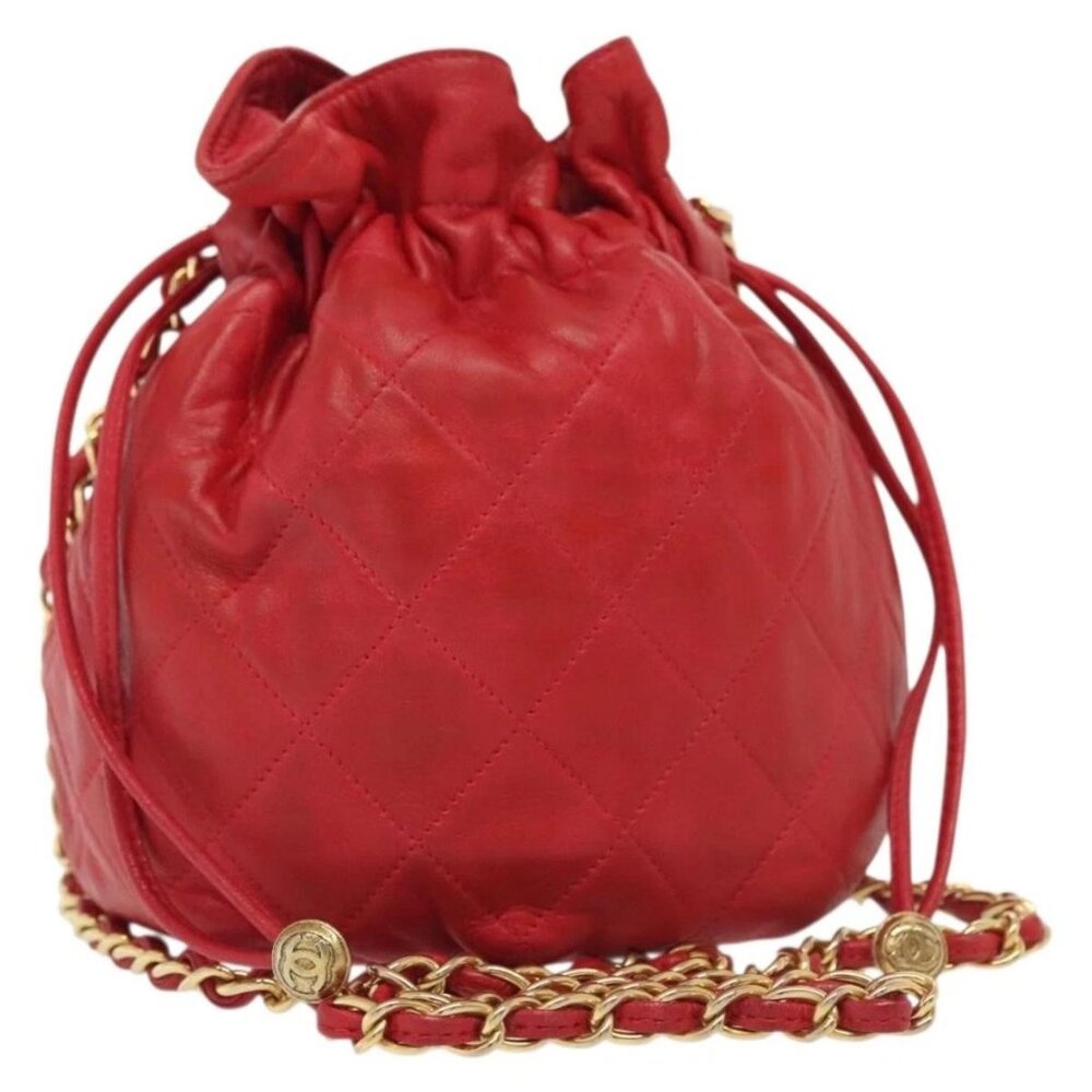 CHANEL Matelasse Chain Shoulder Bag Leather Red Gold CC Auth 142310 - Picture 2 of 16